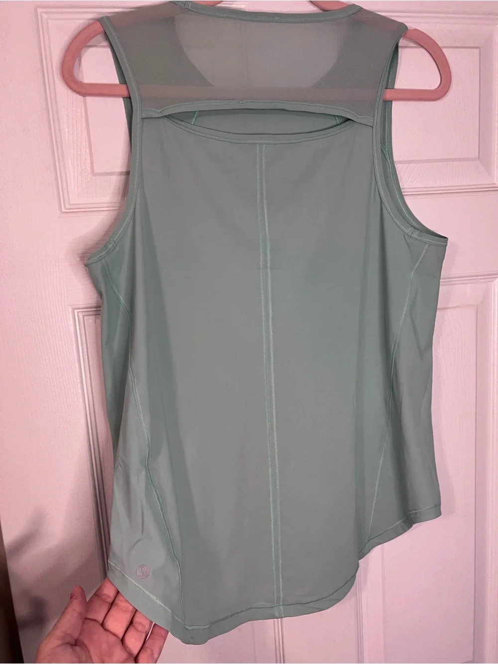 #685 Lululemon Sculpt Tank Wild Mint Mesh Running Workout Top EUC, est size 14?